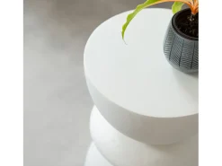 Mesa auxiliar redonda blanca en fibra de arcilla efecto cemento D35 cm - Maupiti