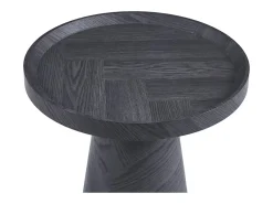 Mesa auxiliar redonda colección CARVELA – Decoración gris oscuro – Borde elevado – D45 x H57 cm