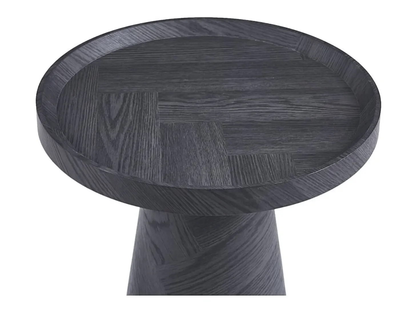 Mesa auxiliar redonda colección CARVELA – Decoración gris oscuro – Borde elevado – D45 x H57 cm