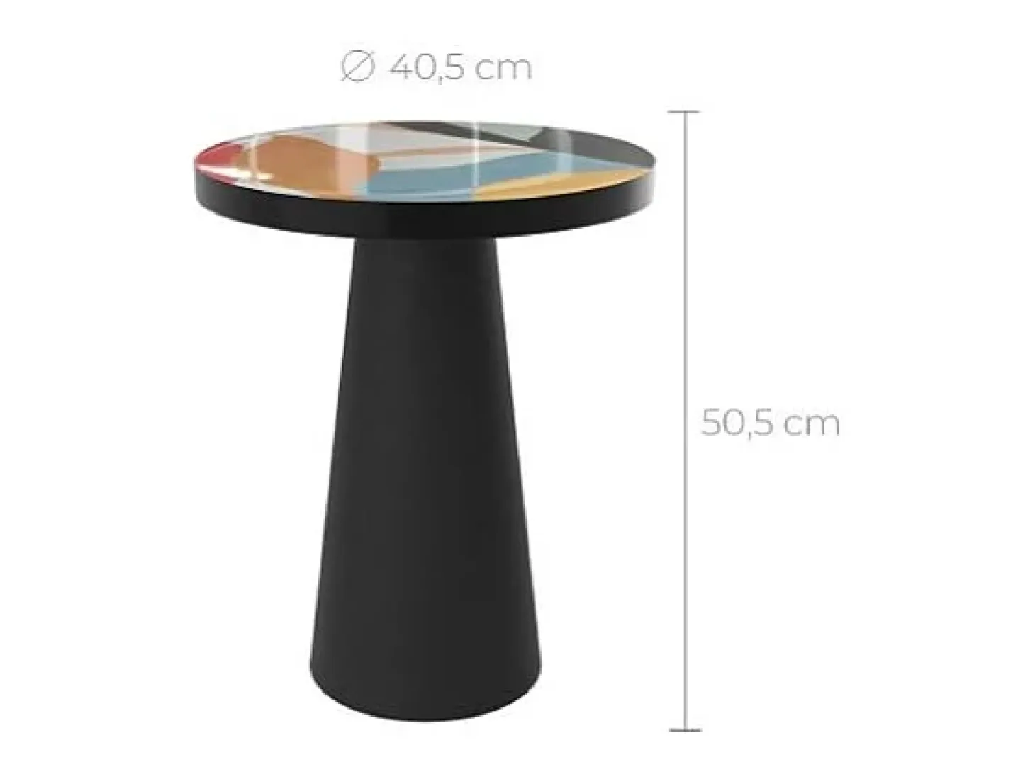 Mesa auxiliar redonda de metal multicolor y negro D40,5 cm - Cheyenne