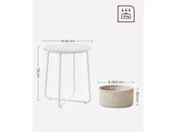 Mesa auxiliar redonda de centro Valora con cesta blanca