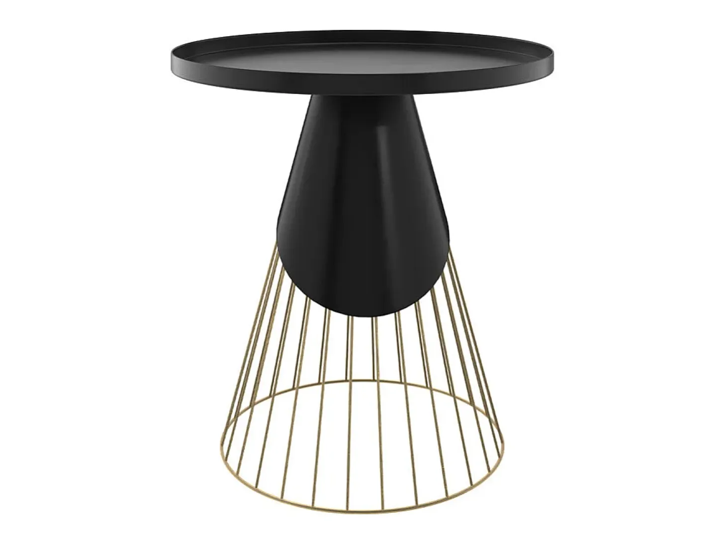 Mesa auxiliar redonda de metal negro y latón D45 cm - Corry