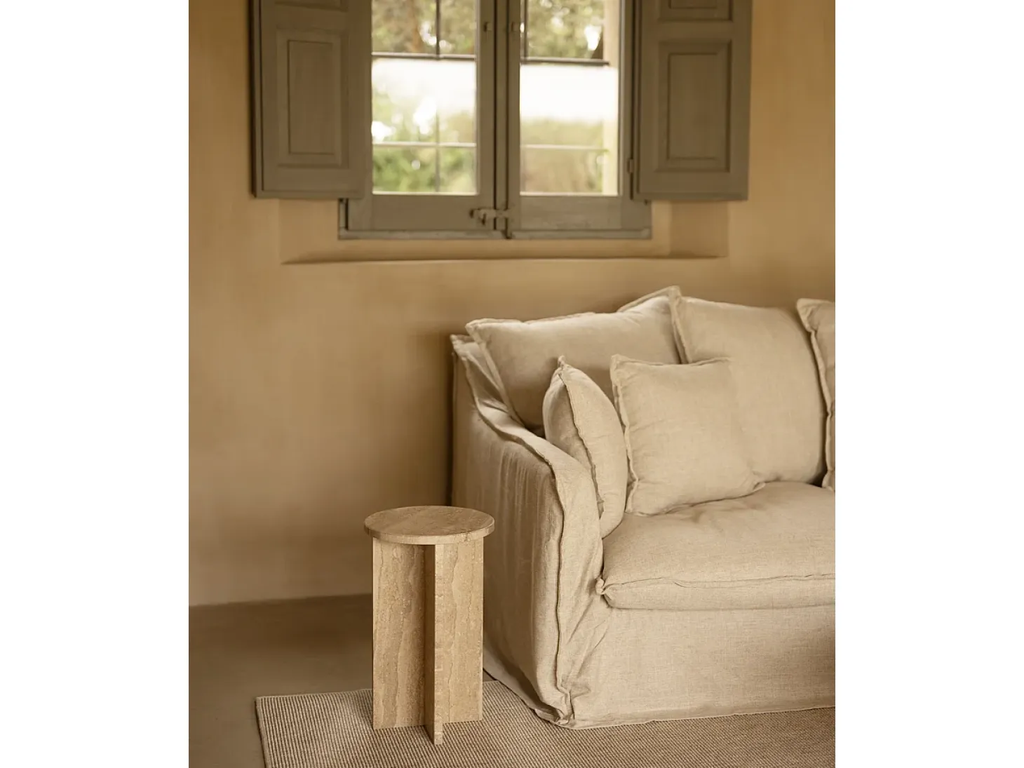 Mesa auxiliar redonda de mármol daino reale DECOWOOD de Ø28x45cm - TOSCANA - DECOWOOD