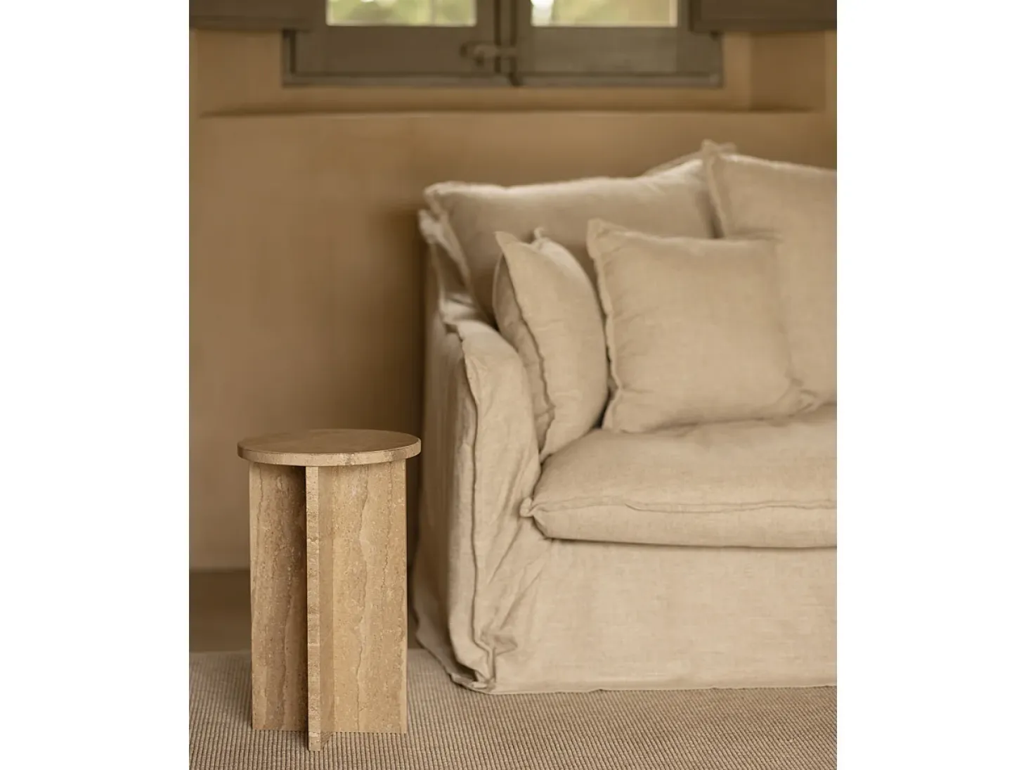 Mesa auxiliar redonda de mármol daino reale DECOWOOD de Ø28x45cm - TOSCANA - DECOWOOD