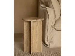 Mesa auxiliar redonda de mármol daino reale DECOWOOD de Ø28x45cm - TOSCANA - DECOWOOD