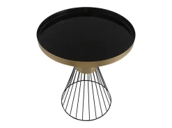 Mesa auxiliar redonda de acero lacado negro y dorado 41 cm diám. SPLEEN