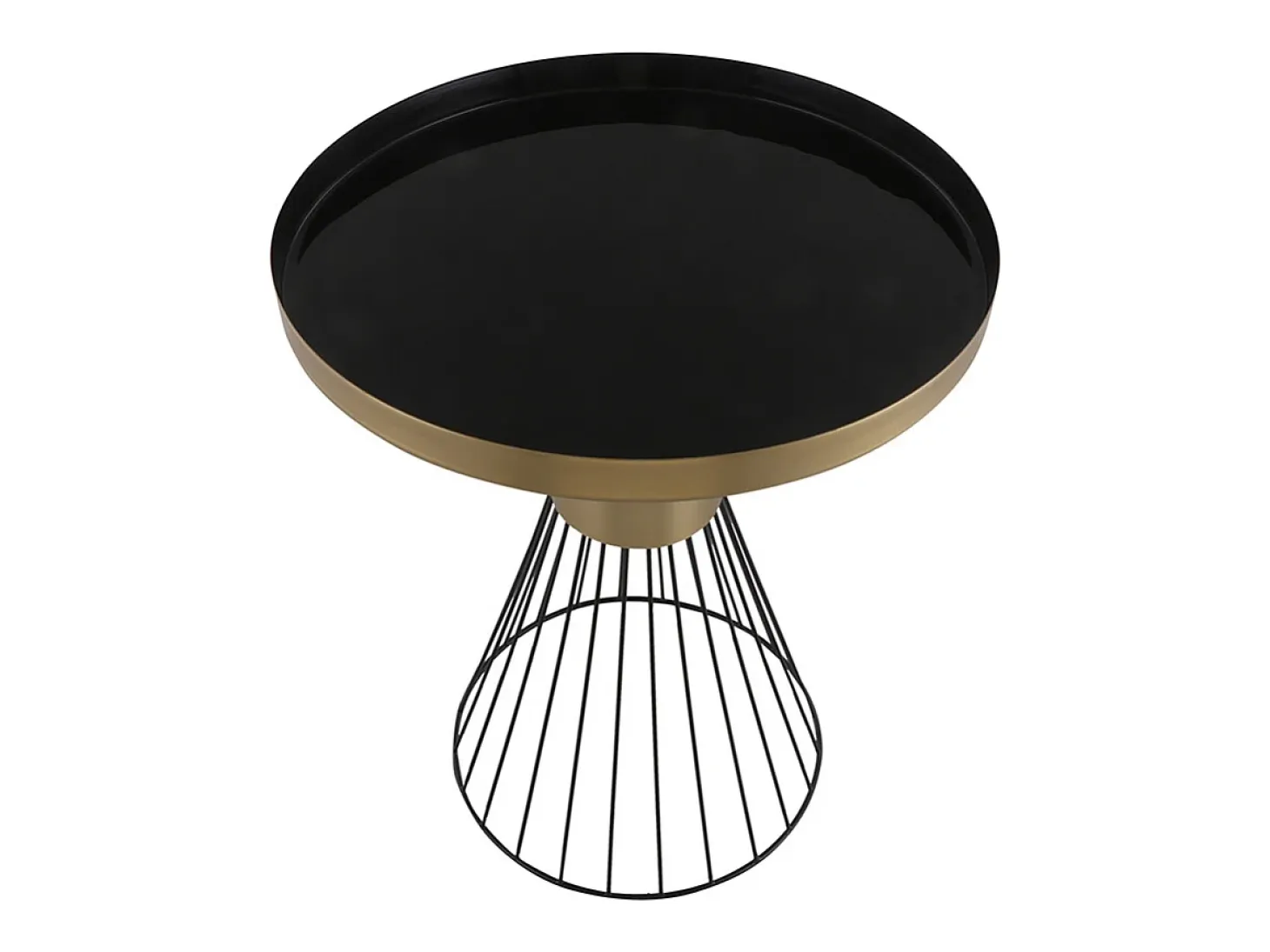 Mesa auxiliar redonda de acero lacado negro y dorado 41 cm diám. SPLEEN