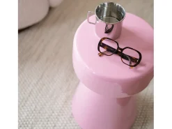 Mesa auxiliar redonda de metal rosa - Athéna
