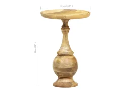 Mesa auxiliar redonda madera maciza de mango 43x43x66 cm