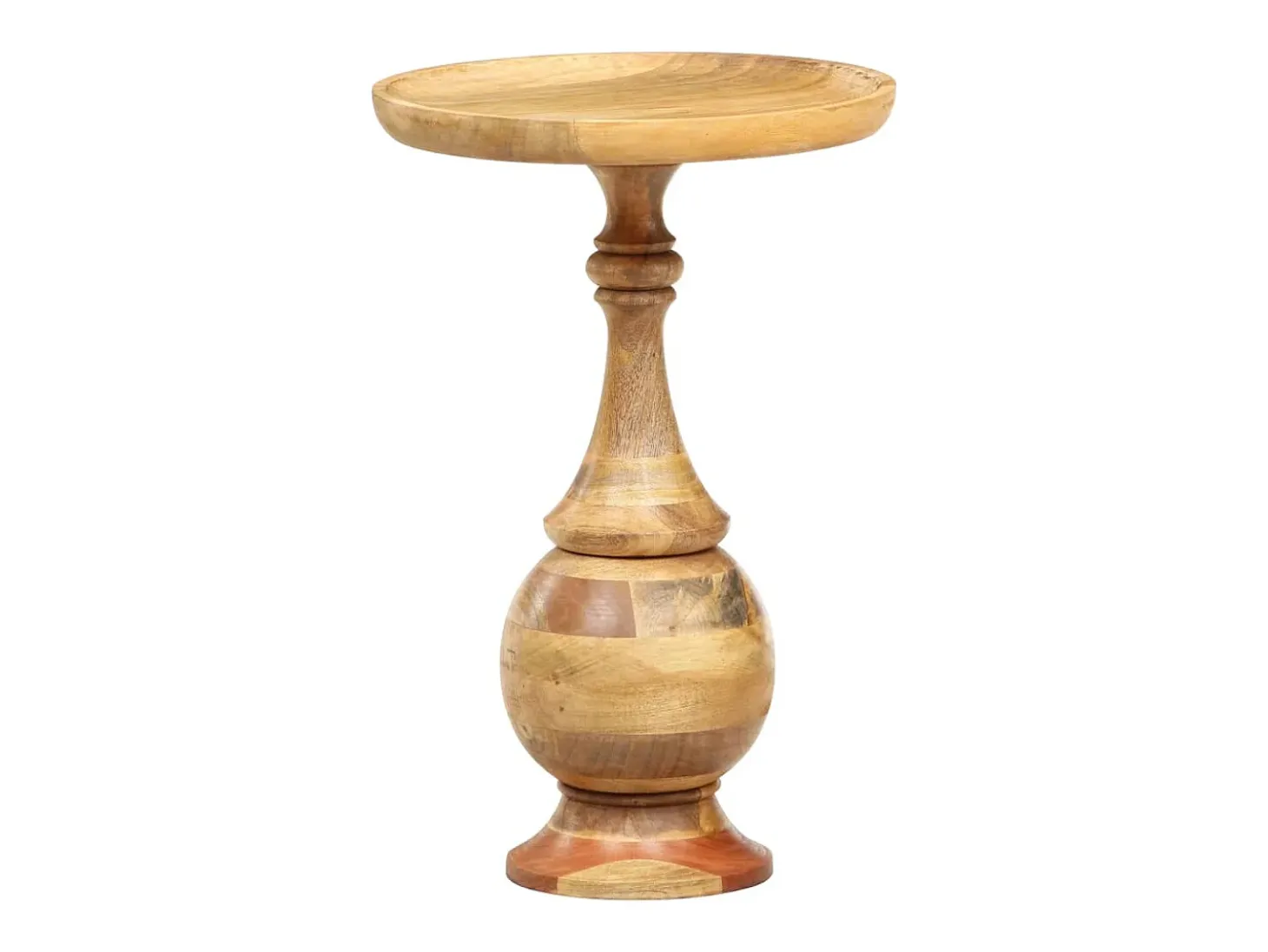 Mesa auxiliar redonda madera maciza de mango 43x43x66 cm