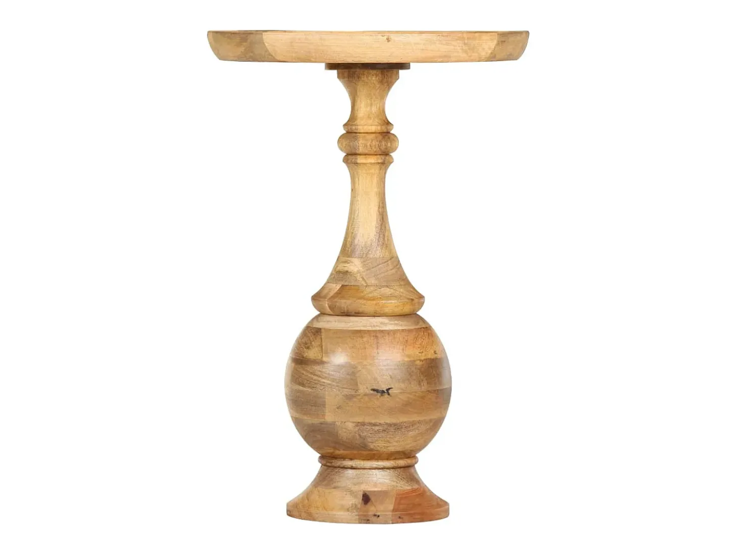 Mesa auxiliar redonda madera maciza de mango 43x43x66 cm
