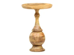 Mesa auxiliar redonda madera maciza de mango 43x43x66 cm