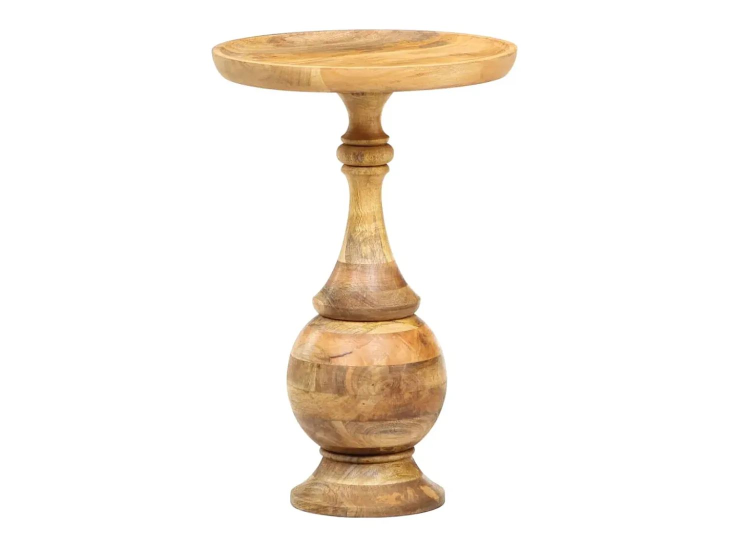 Mesa auxiliar redonda madera maciza de mango 43x43x66 cm