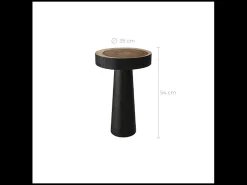 Mesa auxiliar redonda negra en madera de suar D35cm - Janah