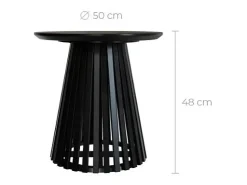 Mesa auxiliar redonda negra de madera de acacia D50 cm - Képès