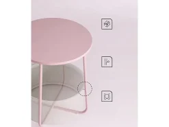 Mesa auxiliar redonda Valora con cesta | Rosa | Mesita de noche