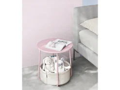 Mesa auxiliar redonda Valora con cesta | Rosa | Mesita de noche