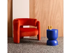 Mesa auxiliar, rincón de sofá, mesita metal ø32 x h42cm azul