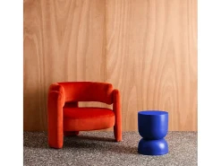 Mesa auxiliar, rincón de sofá, mesita metal ø32 x h42cm azul