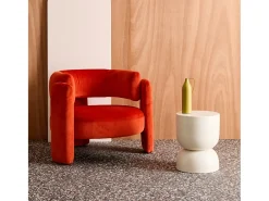 Mesa auxiliar, rincón de sofá, mesita metal ø32 x h42cm crema