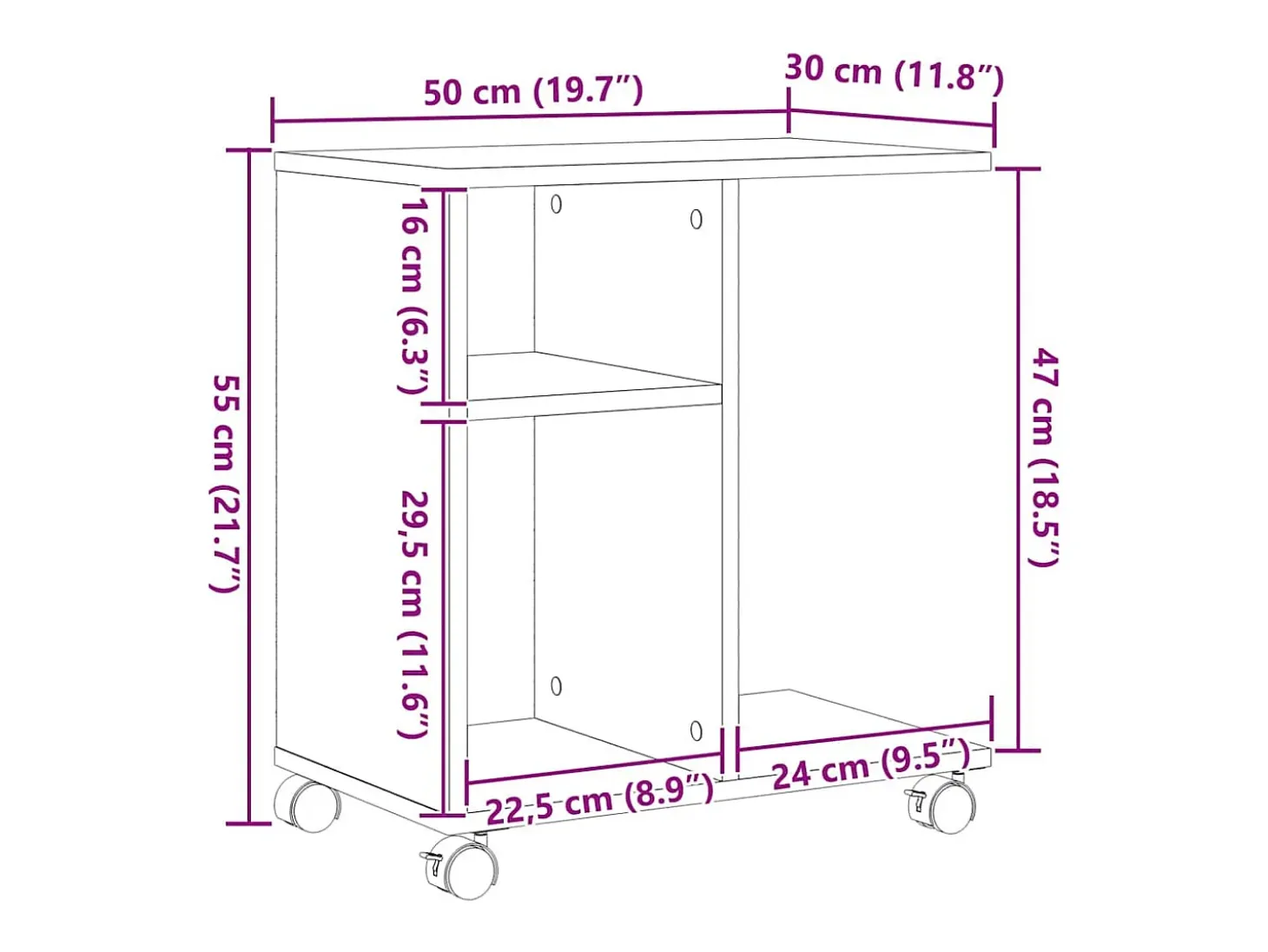 Mesa Auxiliar Roble negro 50 x 30 x 55 cm Madera contrachapada