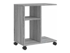 Mesa auxiliar ruedas madera ingeniería gris Sonoma 50x30x55 cm