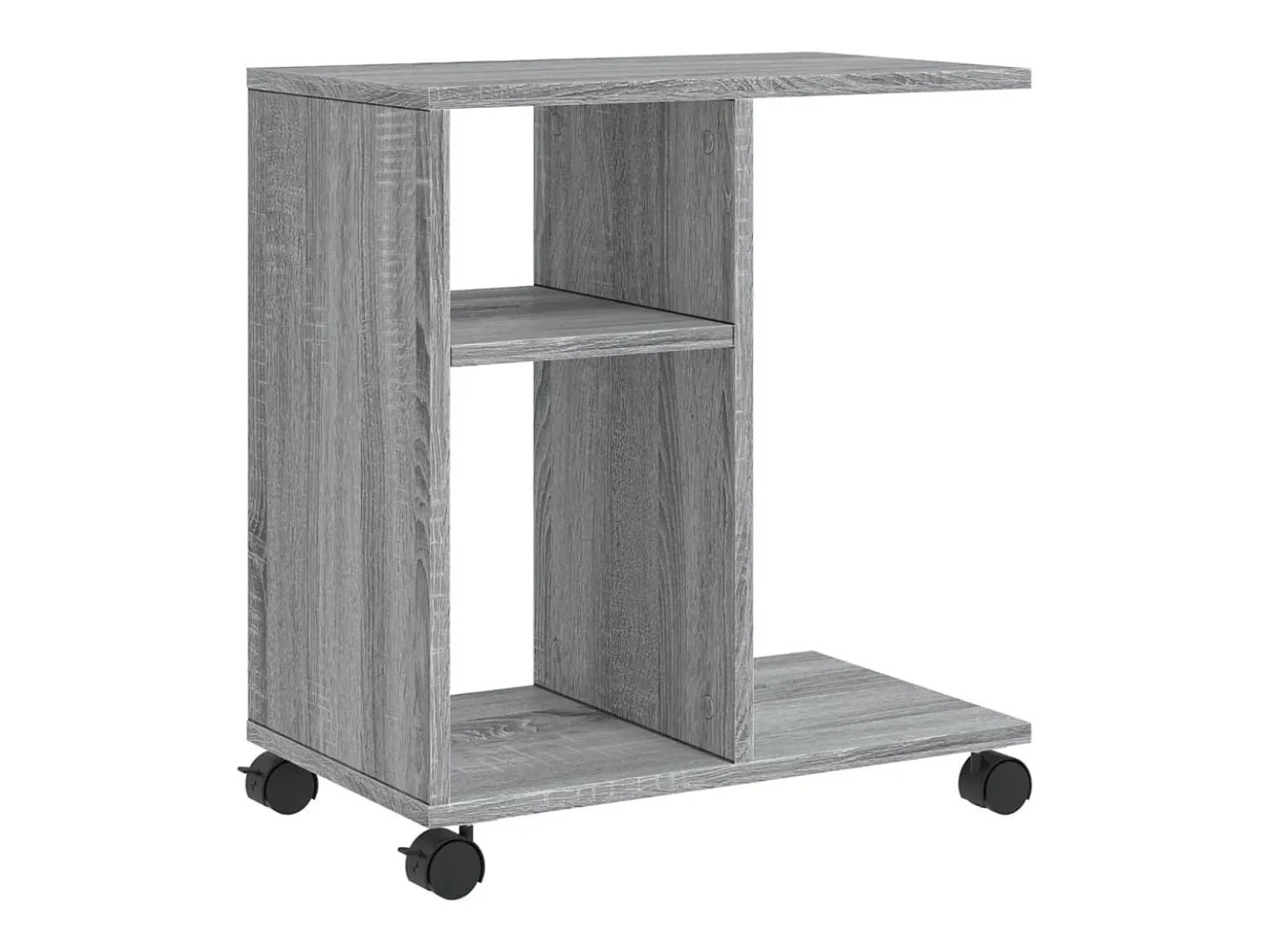 Mesa auxiliar ruedas madera ingeniería gris Sonoma 50x30x55 cm ES230717