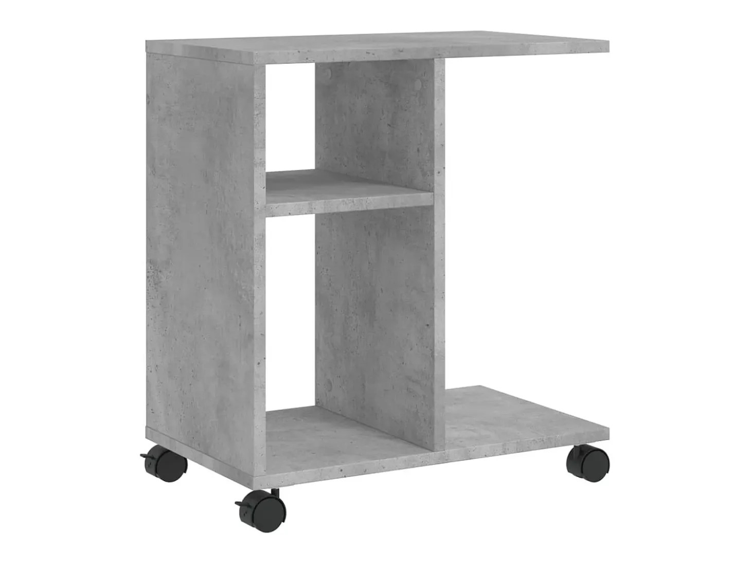 Mesa auxiliar ruedas madera ingeniería gris hormigón 50x30x55cm