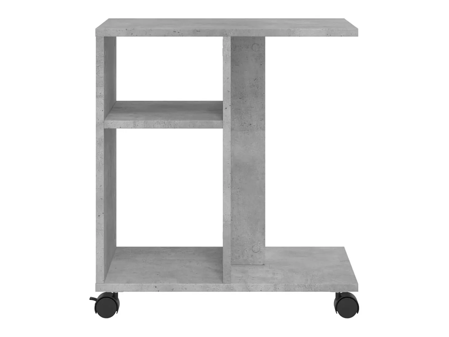 Mesa auxiliar ruedas madera ingeniería gris hormigón 50x30x55cm
