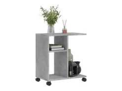 Mesa auxiliar ruedas madera ingeniería gris hormigón 50x30x55cm
