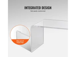 Mesa Auxiliar SucceBuy de Acrílico en Forma de C SucceBuy Mesa Auxiliar Transparente Altura de 41CM