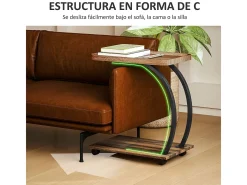 Mesa auxiliar Thalia Homcom con ruedas marrón/negro 60x52x34 cm