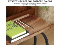 Mesa auxiliar Thalia Homcom con ruedas marrón/negro 60x52x34 cm