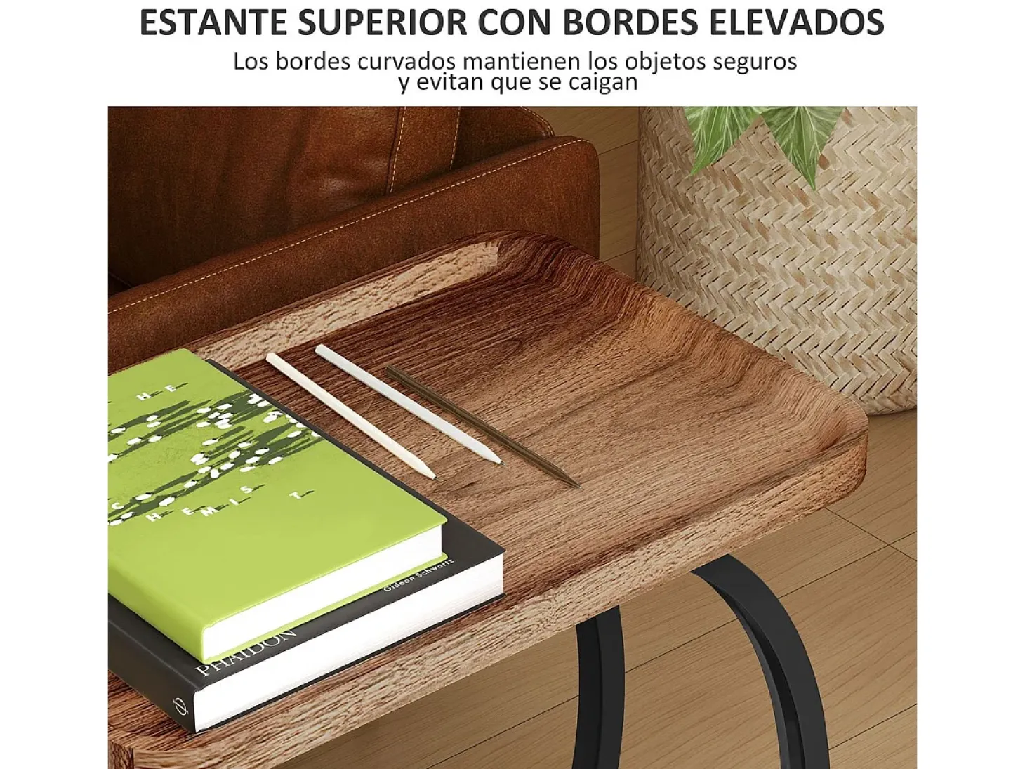 Mesa auxiliar Thalia Homcom con ruedas marrón/negro 60x52x34 cm