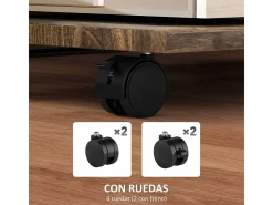 Mesa auxiliar Thalia Homcom con ruedas marrón/negro 60x52x34 cm