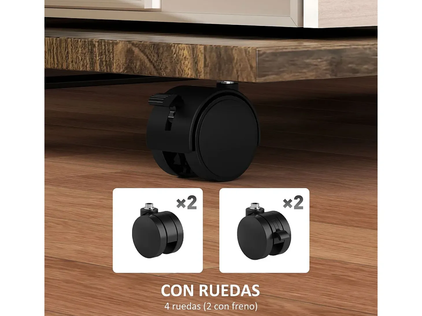 Mesa auxiliar Thalia Homcom con ruedas marrón/negro 60x52x34 cm