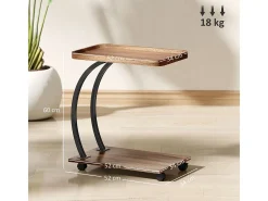 Mesa auxiliar Thalia Homcom con ruedas marrón/negro 60x52x34 cm
