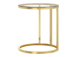 Mesa auxiliar vidrio templado transparente y dorado 45 cm ES167602