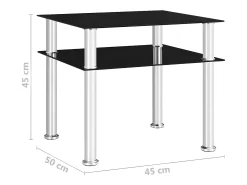 Mesa auxiliar vidrio templado negra 45x50x45 cm