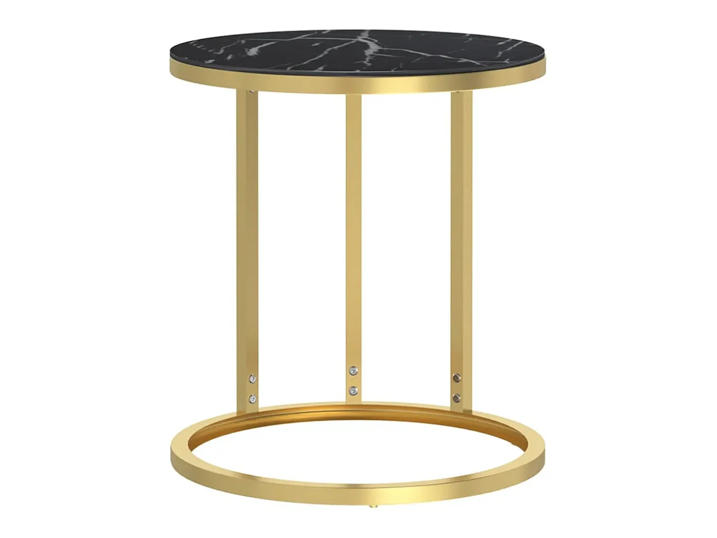 Mesa auxiliar vidrio templado mármol negro y dorado 45 cm ES985777