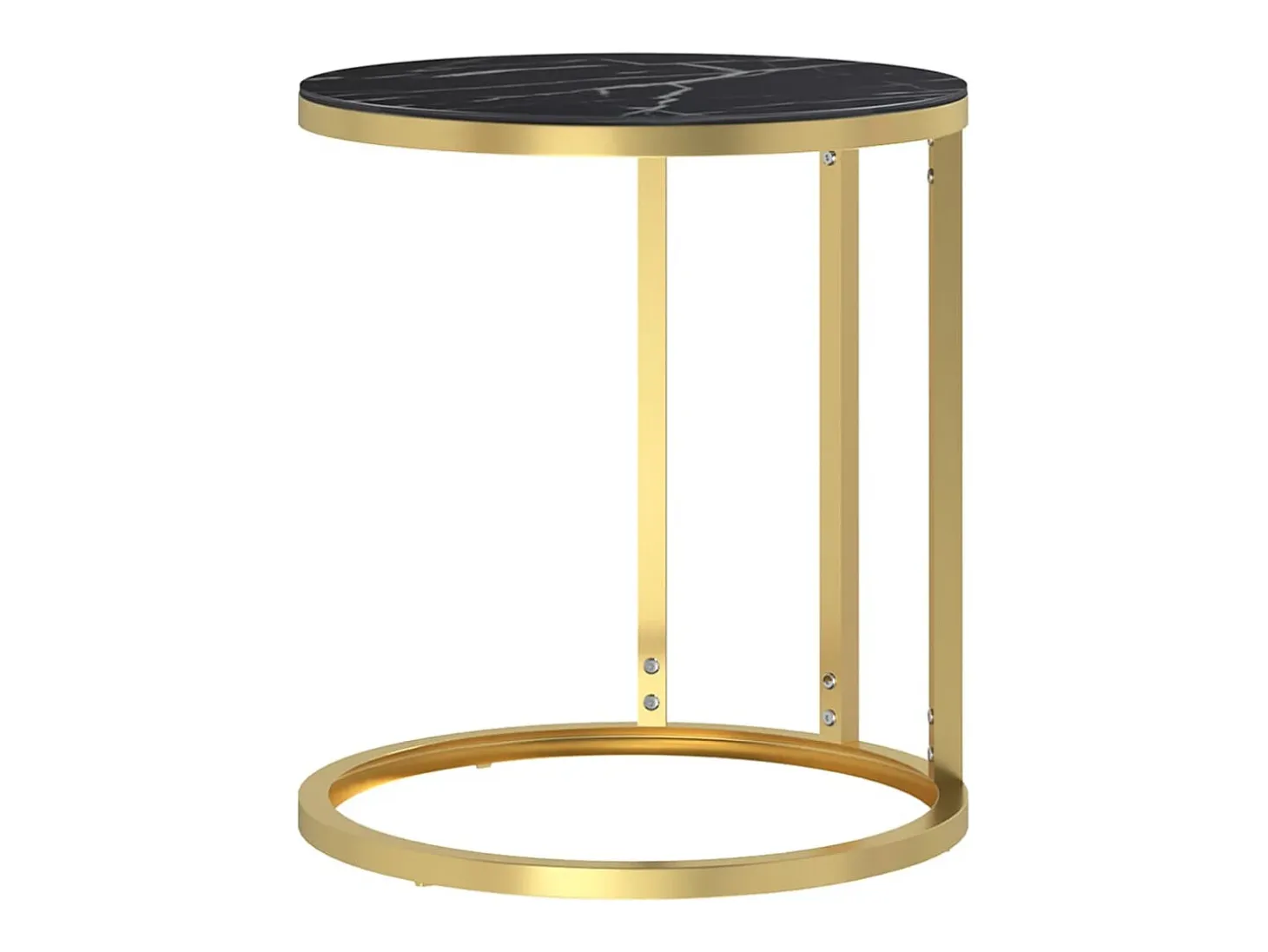 Mesa auxiliar vidrio templado mármol negro y dorado 45 cm