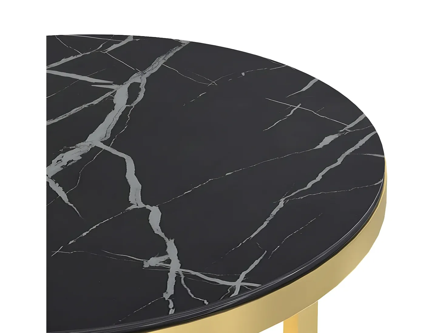 Mesa auxiliar vidrio templado mármol negro y dorado 45 cm