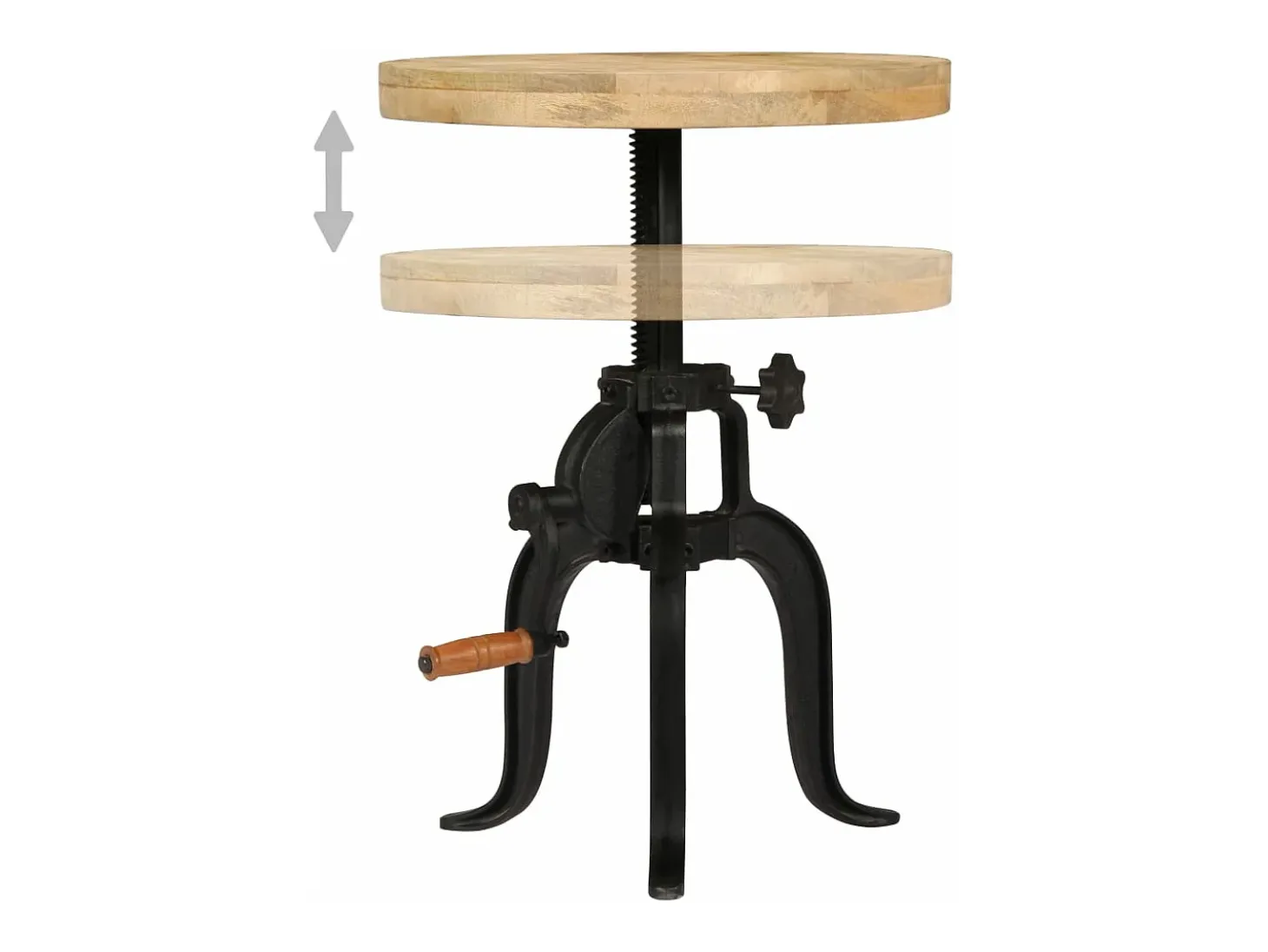 Mesa auxiliar 45x(45-62) cm madera de mango y hierro fundido