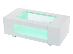 Mesa auxiliar 100x50x35 cm - con iluminación LED - amplio almacenamiento - blanco