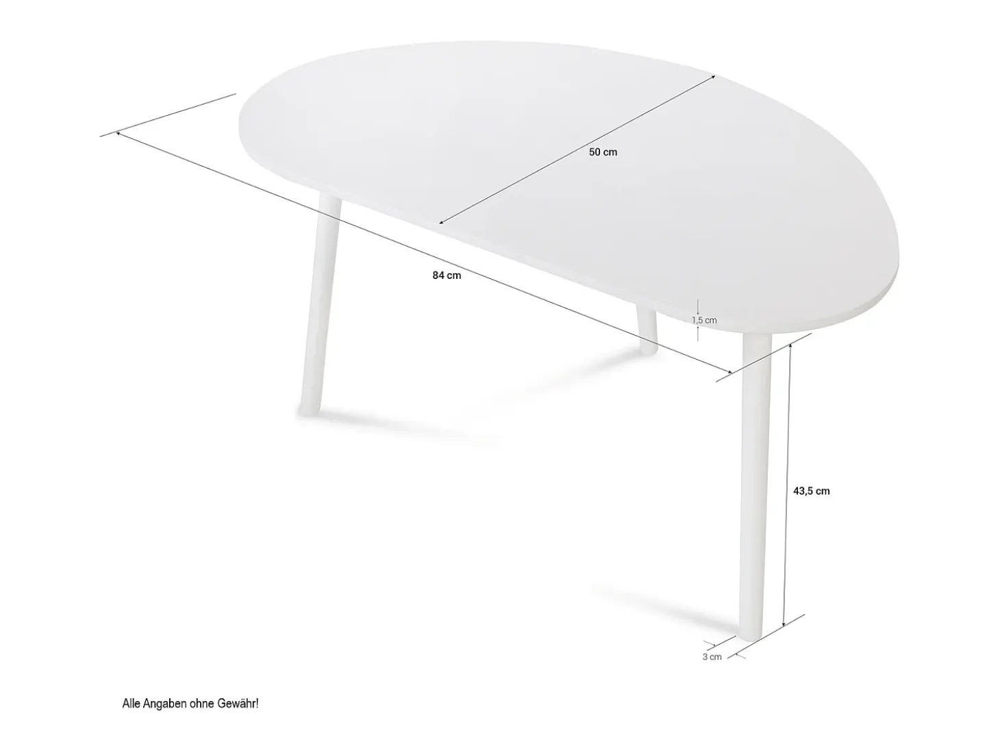 Mesa auxiliar 84x43,5x50 cm blanca