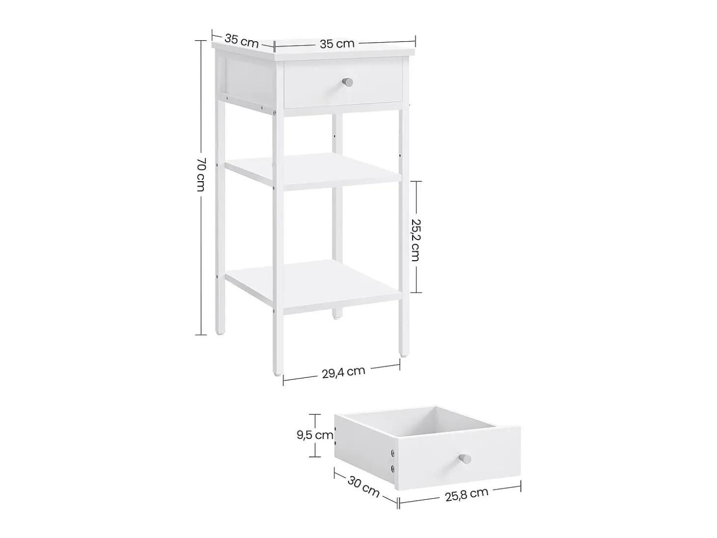 Mesa auxiliar 35x35x70 cm blanca