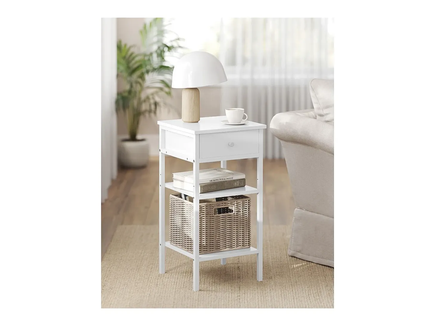 Mesa auxiliar 35x35x70 cm blanca