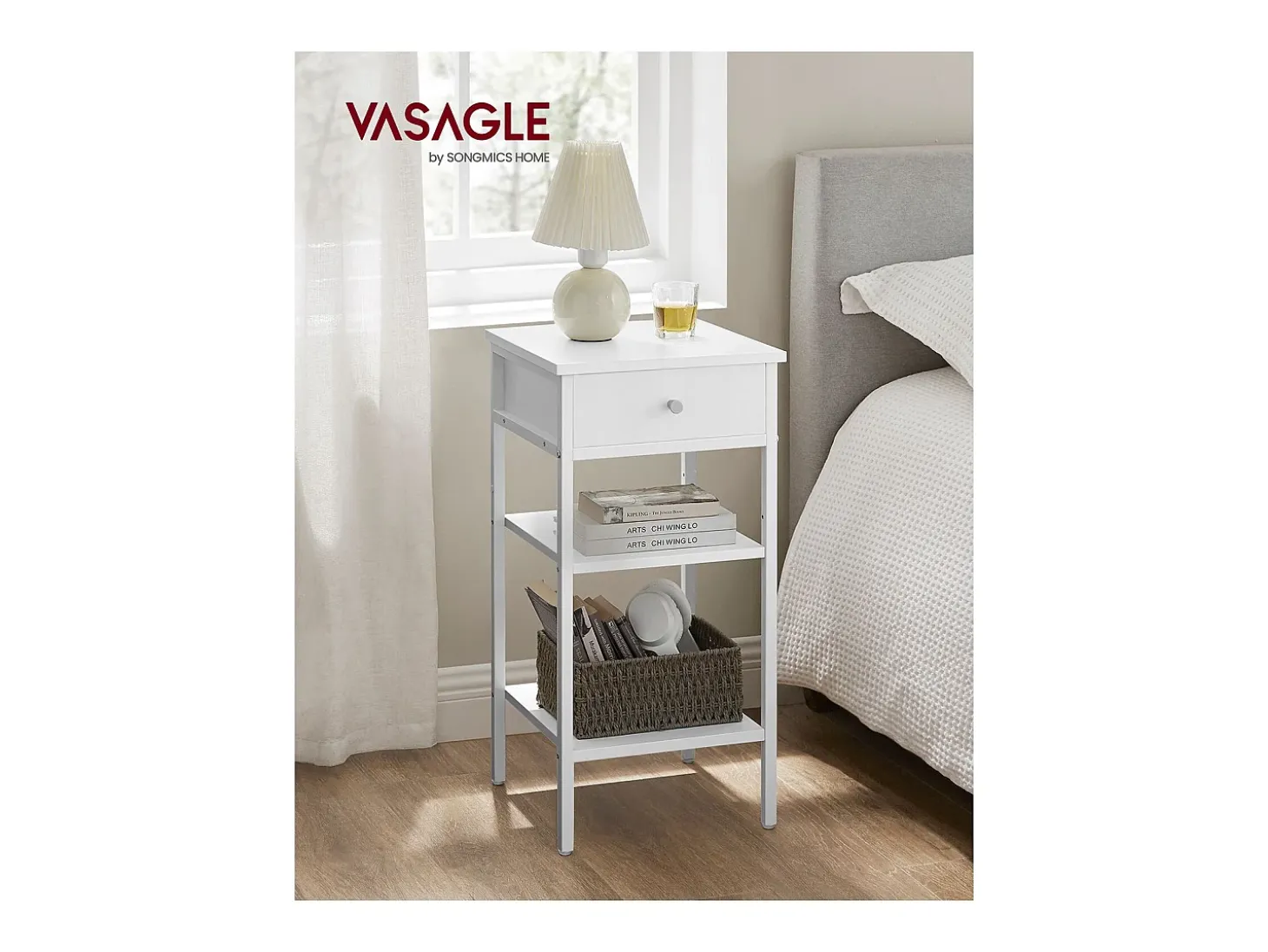 Mesa auxiliar 35x35x70 cm blanca