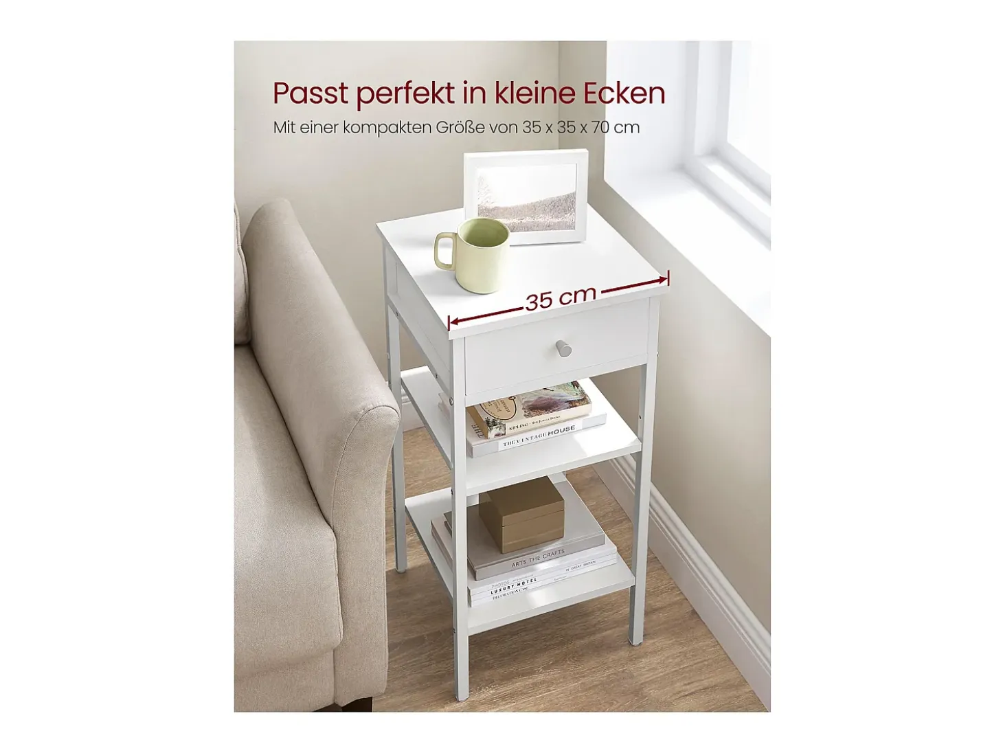 Mesa auxiliar 35x35x70 cm blanca
