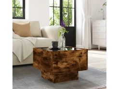 Mesa auxiliar y LED madera ingeniería roble ahumado 40x40x30 cm
